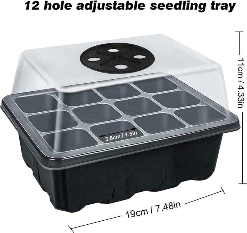 Pakket van 8 binnenkas kweekbox, zaadstartbak 96 cellen, mini broeikasvoortplantingsset, zaailingstartbakken, mini kweekbak voor zaailingplant (groen)