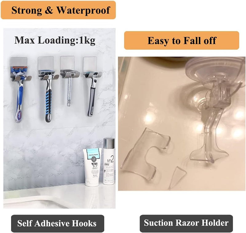 Scheerapparaat houder douche scheerapparaat houder haak zelfklevende haken wandhaken dubbele haak multifunctionele haak roestvrij staal waterdichte badkamer 4 stuks