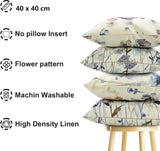 Kussensloop 40 x 40 cm, set van 4 linnen, decoratieve kussenhoezen voor bank, woonkamer, slaapkamer, kantoor, woondecoratie (40 x 40 cm, stijl 1)