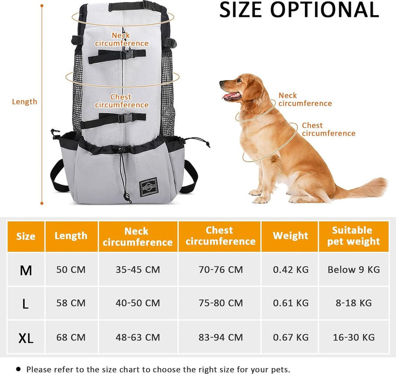 Lichte huisdierrugzak, draagbare hondenrugzak, veterinair goedgekeurde hondendraagtas voor reizen, camping, scooter, grijs