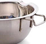 Roestvrijstalen ketelkom, melkkom, fusionkom, platte bodem, lepel voor chocolade, kaas, suiker, boter, kaas, karamel, kaarsen, 480 ml