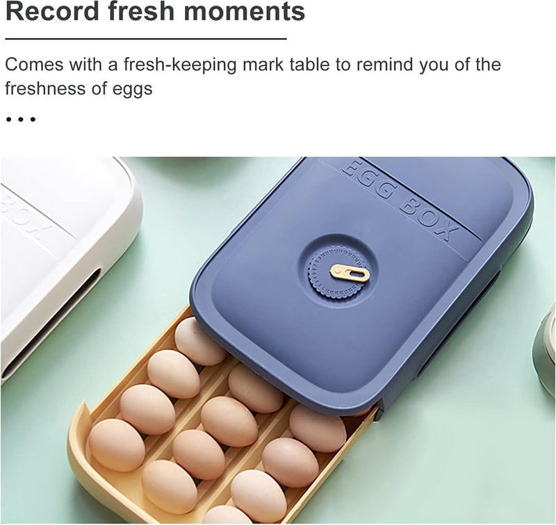 Eierhouder, eierbewaardoos, eierbox met lade, stapelbare eierhouder, automatische eierbox, multifunctionele eierbox voor koelkast, keuken