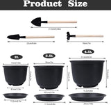 3 stuks kunststof bloempotten, plantenbakken met afwateringsgat 3 maten 15 cm, 18 cm, 21 cm, dikke groeiende plantenpotten, bloempotten plantenpot voor bloemen en planten (zwart)