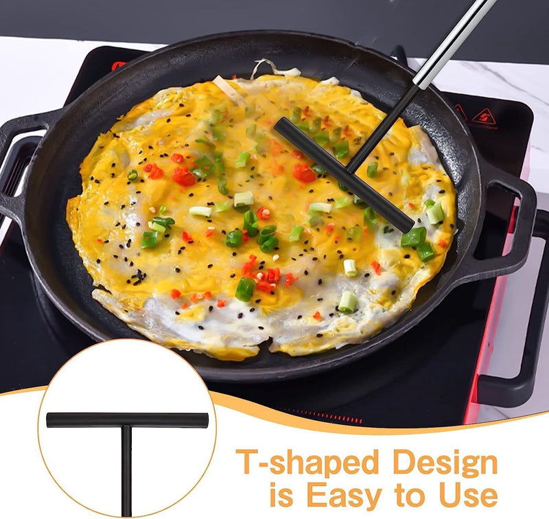 2-delige roestvrijstalen deegverdeler, T-vormige crêpes-distributeur, crêpes-distributeur, roestvrij staal voor pannenkoeken, pannenkoeken, omeletten, voor thuis, keuken, bakken, koken, bakgereedschap