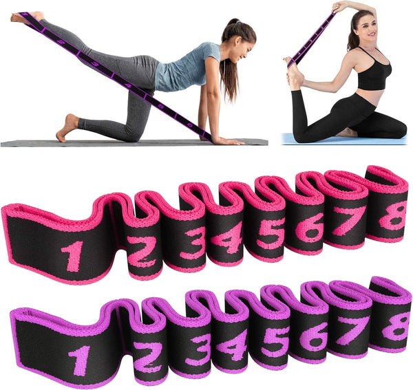 Yoga stretchband, yoga stretchband met 8 lussen yoga stretchband fitness pilates fysiotherapie stretchband voor asana's stretch stretch