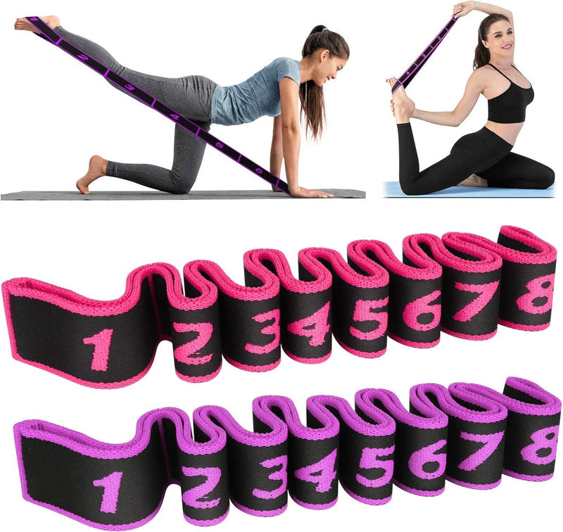 Yoga stretchband, yoga stretchband met 8 lussen yoga stretchband fitness pilates fysiotherapie stretchband voor asana's stretch stretch