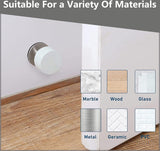 Deurstopper voor aan de muur, 2 stuks, zelfklevende deurstopper, afstandhouders voor muur, roestvrij staal, 3,57 x 1,65 cm, dubbele deurstopper met geluiddemper (wit)