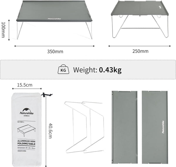 Klaptafel, kleine ultralichte campingtafel, mini-klaptafel, draagbare klaptafel voor wandelingen, fietstochten, picknick-maaltijden