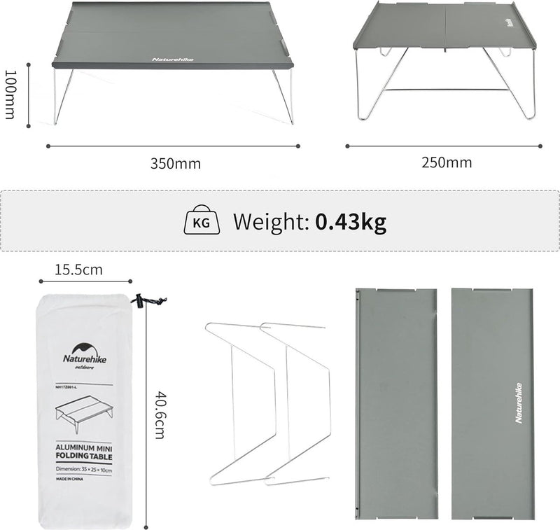 Klaptafel, kleine ultralichte campingtafel, mini-klaptafel, draagbare klaptafel voor wandelingen, fietstochten, picknick-maaltijden
