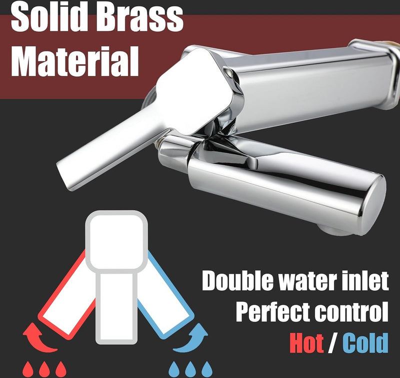 Wastafelkraan met uittrekbare douche, kraan badkamer met 2 waterstraalsoorten, eengreepsmengkraan kraan van verchroomd messing gepolijst voor badkamer wastafel