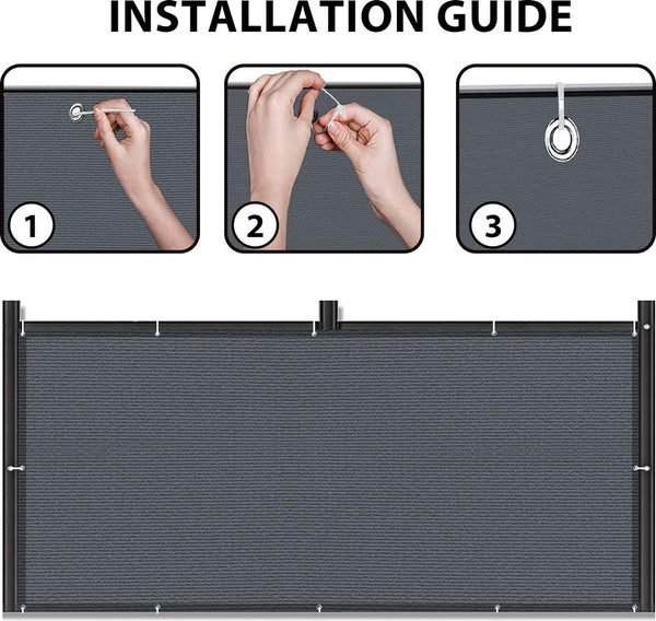 Balkonscherm, inkijkbescherming, balkonafdekking, 90 x 600 cm, windbescherming, licht transparant, ondoorzichtig, balkonbekleding, HDPE, wind- en uv-bescherming, met inslagringen en kabelbinders, antraciet