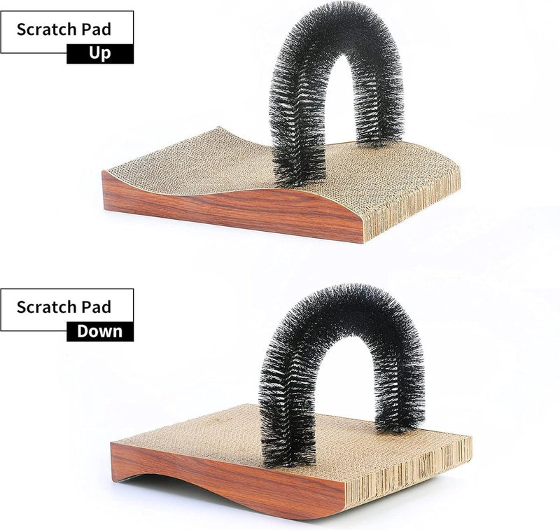 Kattenborstel, versie 2.0 ontharingsblad met hoogwaardig krabkarton, krabblad met krabplank, kattenrugverzorging, kattentrimapparaat met krabkussen, speelgoedborstel voor katten/honden