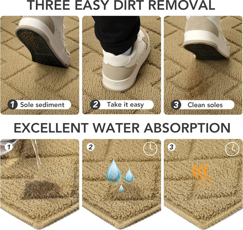 Deurmat, bruin, 90 x 150 cm, voor binnen en buiten, wasbare vloermat, waterdichte deurmat, antislip vuilvanger, tapijt voor ingang, huisdeur, patio, hal, tuin