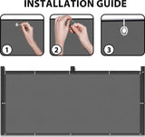 Balkonscherm, inkijkbescherming, balkonafdekking, 80 x 300 cm, windscherm, ondoorzichtig, balkonbekleding, PES 170 g/m², wind- en uv-bescherming, met inslagringen en kabelbinders, antraciet