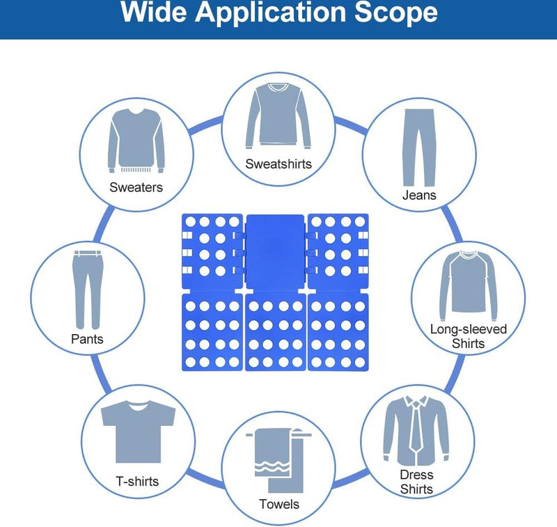 Vouwbord voor kleding T-shirt vouwplank kinderen en volwassenen vouwplank wasvouwplank wasvouwplank kleding blauw