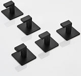 Handdoekhaak SUS 304 roestvrij staal kledinghaak wandmontage vierkante badkameraccessoires, matzwart - 2 haken, zelfklevend