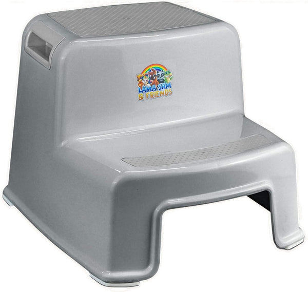 Opstapkrukje op twee niveaus voor kinderen vanaf ca. 18 maanden antislipfunctie grijs – opstapje kinderkrukje kinderkrukje badkamer opstapje 2 niveaus kinderkrukje peuter