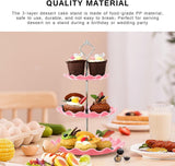 2 stuks 3 etages, cupcake-standaard, dessertstandaard, herbruikbare gebarenstandaard, taartstandaard voor bruiloft, verjaardag, theefeest, roze