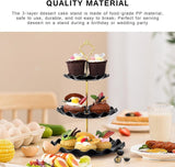 2 stuks 3 etages, cupcake-standaard, dessertstandaard, herbruikbare gebarenstandaard, taartstandaard voor bruiloft, verjaardag, theefeest (zwart en wit)