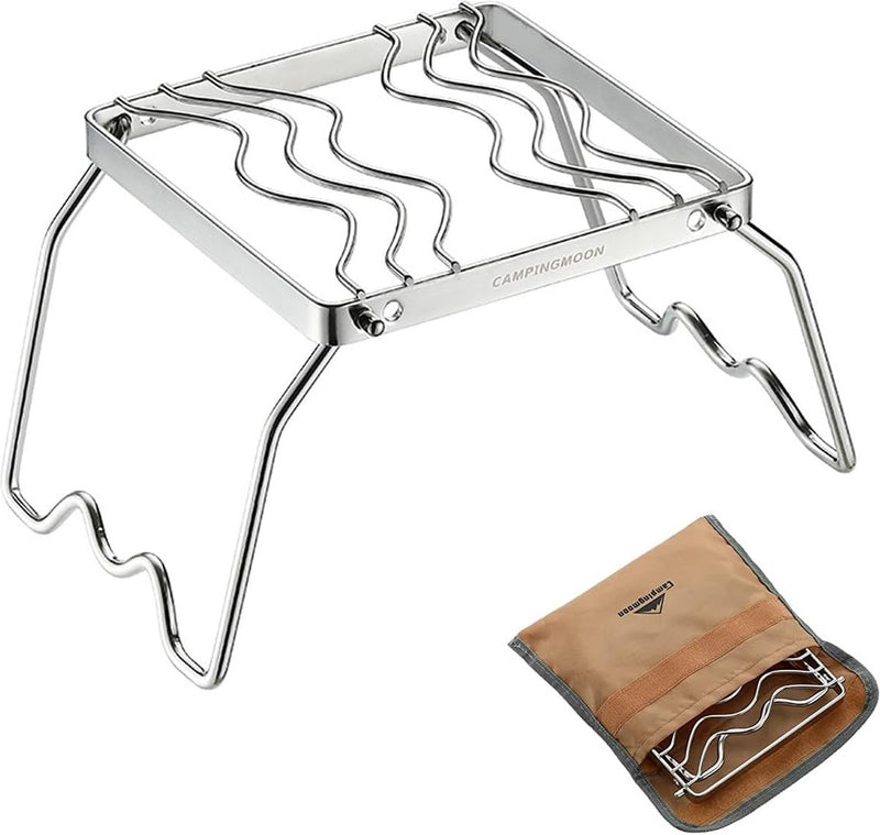 Campingmoon Mini kampvuur opvouwbaar grillrooster 304 roestvrij staal draagbaar met draagtas op poten