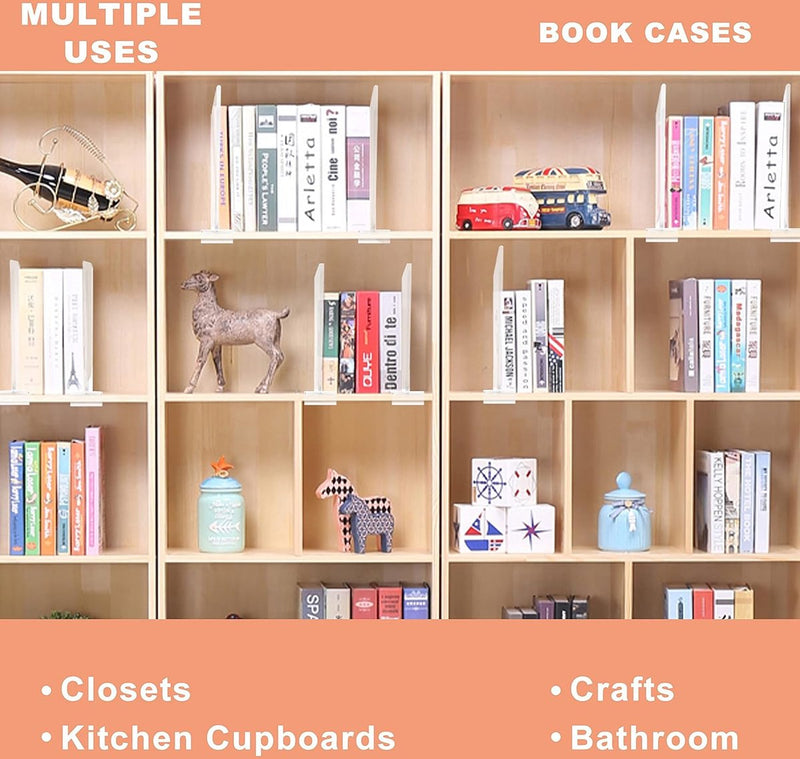 Set van 8 acryl plankverdelers voor kasten, transparante plankverdelers, kasten, plankopslag en organisatie, geen boren, houten plankverdelers