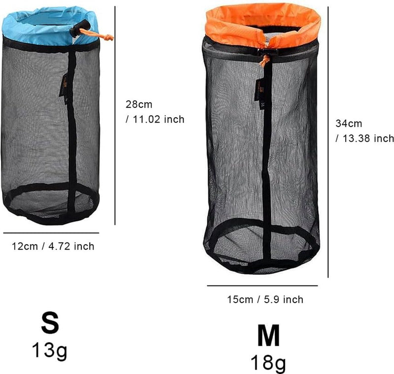 Zwarte nettas, nylonzak, robuuste nettas met trekkoord, draagbare kleine mesh-reistas, voor op reis