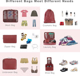 8-delige packing cubes, kledingtassen, packing cubes, packing cubes, kofferset voor vakantie en reizen, kofferorganizer reiskubussen, organisatiesysteem voor koffers