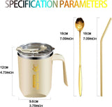 Koffiemok, tuimelaar, reisbeker, koffiemok, 304 roestvrij staal, koffiemok, mok met rietje voor vrouwen, ook voor thuis, kantoor, school of werk, geweldig voor ijs, dranken, warme drank (rijstwit)