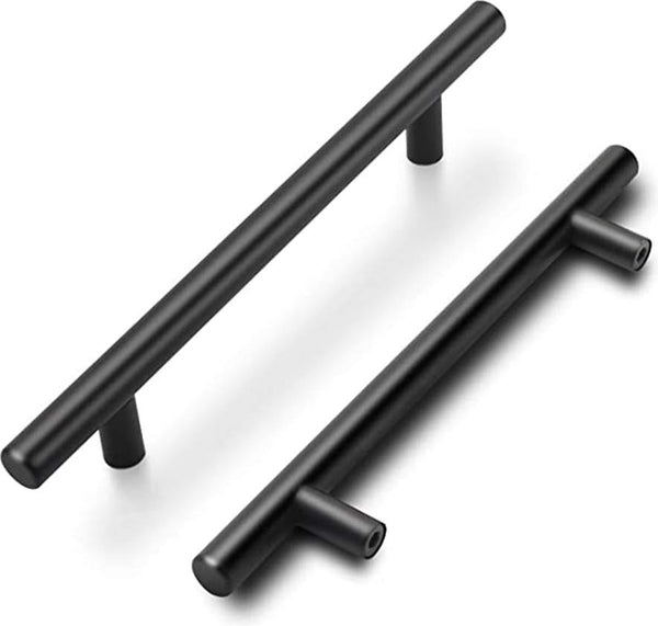 Meubelgrepen, zwart, 128 mm, roestvrijstalen buis, voor kasten, laden, keuken- en badkamermeubels, diameter: 12 mm, 10 stuks