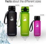 Drinkfles, tijdens sport-, outdoor- en fitnessactiviteiten, ook voor kinderen, waterfles, lekvrij en BPA-vrij, fles geschikt voor koolzuur, inhoud maximaal 1000 ml (1 l)