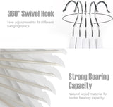 20 stuks houten kleerhangers sterke houten kleerhangers met 360° haak transparante antislipstrip en schouderinkepingen voor bretels, jassen, jassen, pakken (wit)
