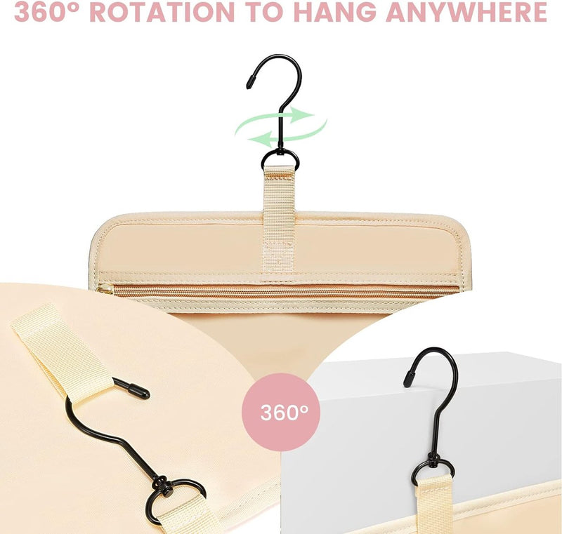 Toilettas voor dames, groot, toilettas om op te hangen, reis-toilettas, make-uptas, hangende toilettas, grote toilettas, waterdichte toilettas, reis-make-uptas, roze, Toilettas voor op reis