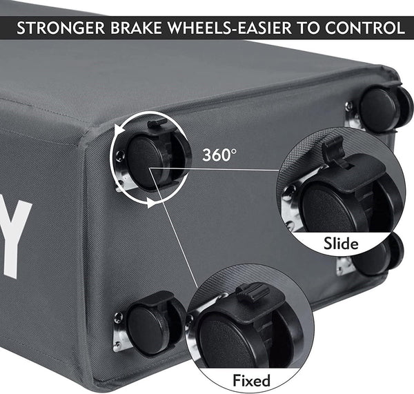 Smalle wasmand, opvouwbaar, met wieltjes, wasverzamelaar, klein op Oxford-stof, wasmanden met handvat, wasbox, vuilwasbak, laundry organizer, grijs, 20 x 39 x 59 cm