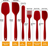 Siliconen spatel Siliconen keukengereiset Hittebestendig en antiaanbaklaag Siliconen deegspatel van voedingskwaliteit voor koken, bakken en mixen, 6-delig rood