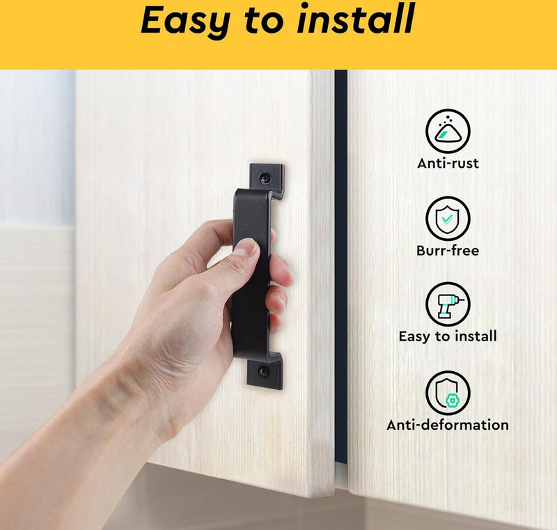 Schuifdeurgreep, schuurdeurgreep, handgreep, metalen handgreep aan beide zijden gematteerd, zwarte handgrepen, meubelgreep, voor schuifdeuren, kasten en kledingkasten, solide en eenvoudig te