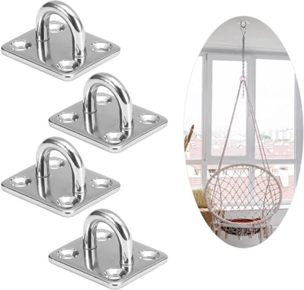 Roestvrij stalen karabijnhaak en roestvrijstalen oogplaat met oogje, dekplaat, plafondhaken, wandhaken, wandbevestiging, met schroef, voor het ophangen van voorwerpen