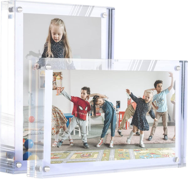 10 x 15 cm acryl fotolijst, transparante magnetische fotolijst, dubbelzijdige frameloze lijst - set van 2 (stijl 2)