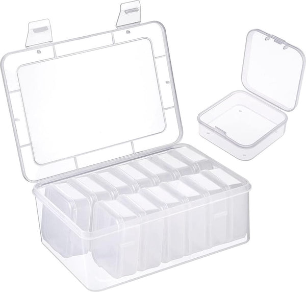 14 stuks opbergdozen met klein deksel, en 1 grote plastic doos met deksel, transparante sorteerdoos voor kralen, sieraden en pillen