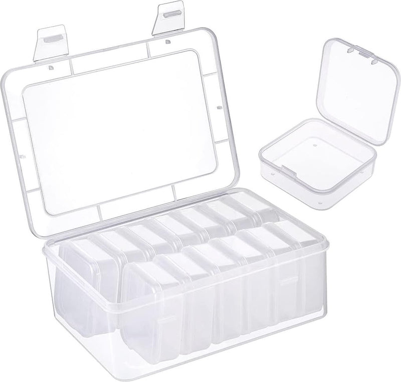 14 stuks opbergdozen met klein deksel, en 1 grote plastic doos met deksel, transparante sorteerdoos voor kralen, sieraden en pillen