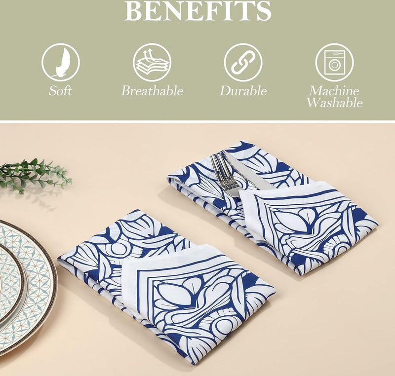 Servetten set van 4, stoffen servetten 100% katoen zacht comfortabel hoogwaardige herbruikbare eettafel servetten perfect voor familiediners bruiloften keuken (45 cm x 45 cm)