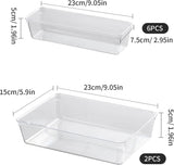 Set van 20 lade-organizers, 4 maten, apart organisatiesysteem, kunststof, antislip cosmetica-organizer, voor make-uplade, kaptafel, bureau, badkamer, keuken (helder)