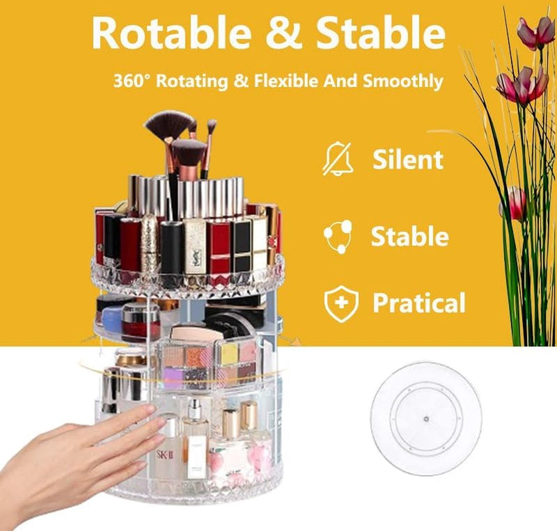 Transparante make-up organizer, 360 graden draaibare cosmetische organizer, cosmetische standaard met grote capaciteit, opbergrek voor badkamer, slaapkamer, kaptafel