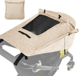 Luifel kinderwagen met uv-bescherming 50+ en waterdicht, dubbellaags stof met kijkvenster en extra brede schaduwvleugels, kaki