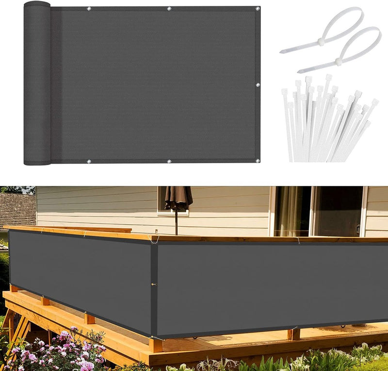 Balkonscherm, inkijkbescherming, balkonafdekking, 80 x 300 cm, windscherm, ondoorzichtig, balkonbekleding, PES 170 g/m², wind- en uv-bescherming, met inslagringen en kabelbinders, antraciet