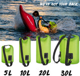 Dry Bag en waterdichte tas, 2 l, 5 l, 10 l, 15 l, 20 l, 30 l, waterdichte pakzak, rolsluiting en schouderriem, zwemmen, strand, kano, staand peddelen, duiken