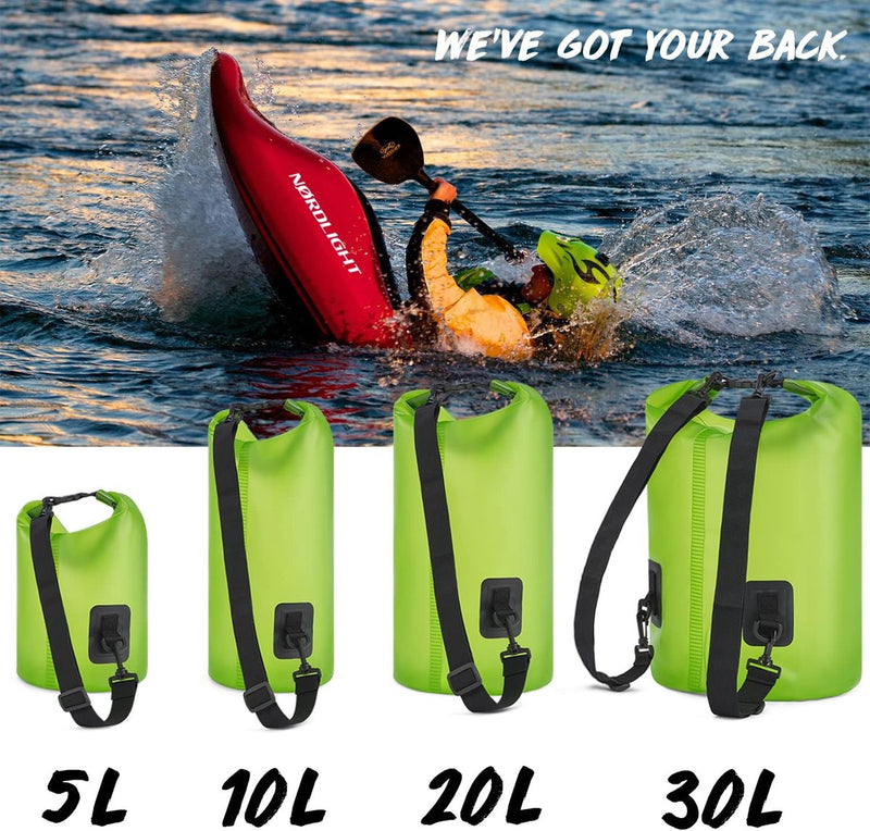 Dry Bag en waterdichte tas, 2 l, 5 l, 10 l, 15 l, 20 l, 30 l, waterdichte pakzak, rolsluiting en schouderriem, zwemmen, strand, kano, staand peddelen, duiken