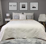 Sprei, bedsprei, sofaplaid, dagdeken, XXL-deken, 240 x 260 cm, ecru/beige patroon