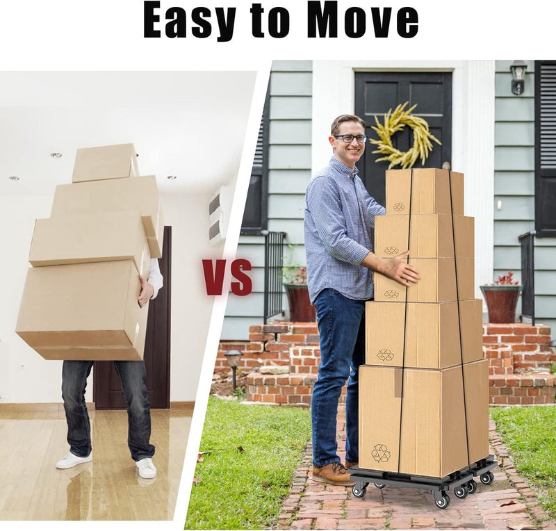 Transportrollenset, 200 kg draagvermogen, meubeltransportwagen, koppelbaar, verplaatshulp, meubeltransportwielen, zwart, 1 stuk