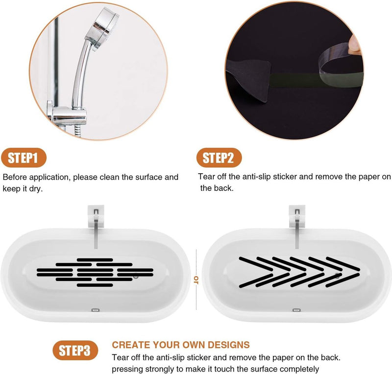 antislipstickers, 24 stuks, veiligheidsstrips voor badkuip, zelfklevende stickers met premium schraper voor badkuip, douche, trap (zwart)
