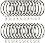 60 stuks metalen gordijnringen, gordijnringen, 38 mm binnendiameter, gordijnophangringen voor gordijnroeden voor raam, deur, douchegordijn (zilver)